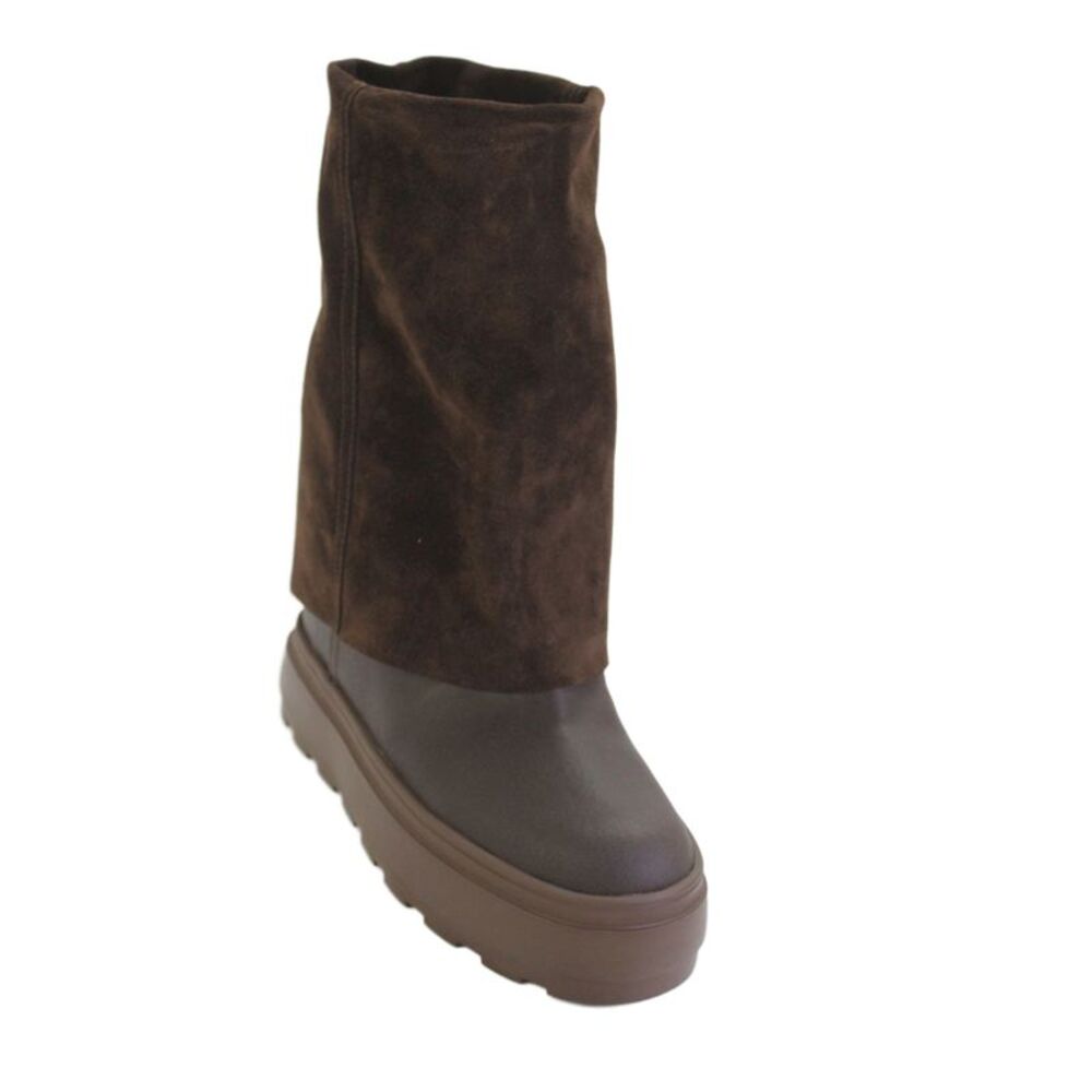 Casade Womens Leather Suede Mid Calf Boots Chocolate Brown Size 8